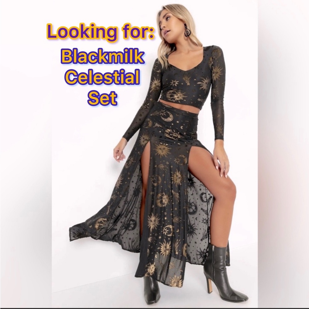 LOOKING FOR: Blackmilk Burned Velvet Celestial Sun and Moon Set in S or M